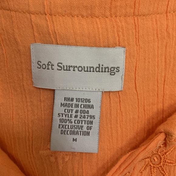 Soft Surroundings Orange Crepe Tunic Top Tassel Embroidered Floral size … - Picture 7 of 7